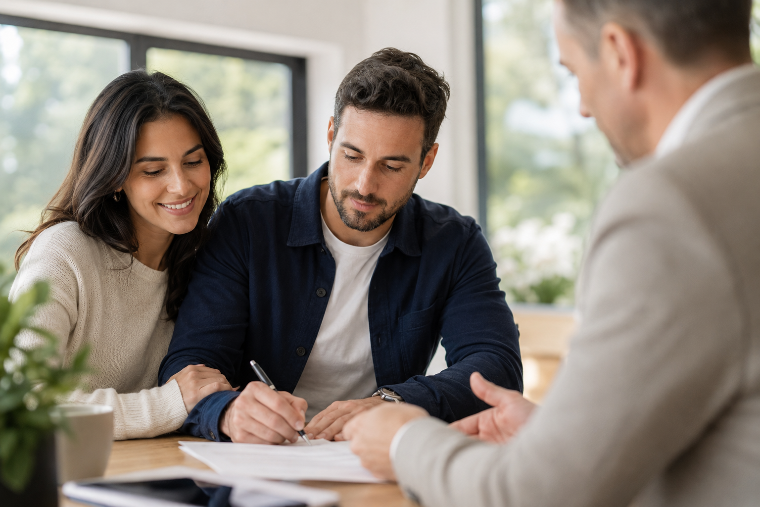 Clientes recibiendo asesoría inmobiliaria